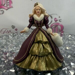 Barbie 1996 Purple and Gold Holiday Figurine vintage holiday Christmas